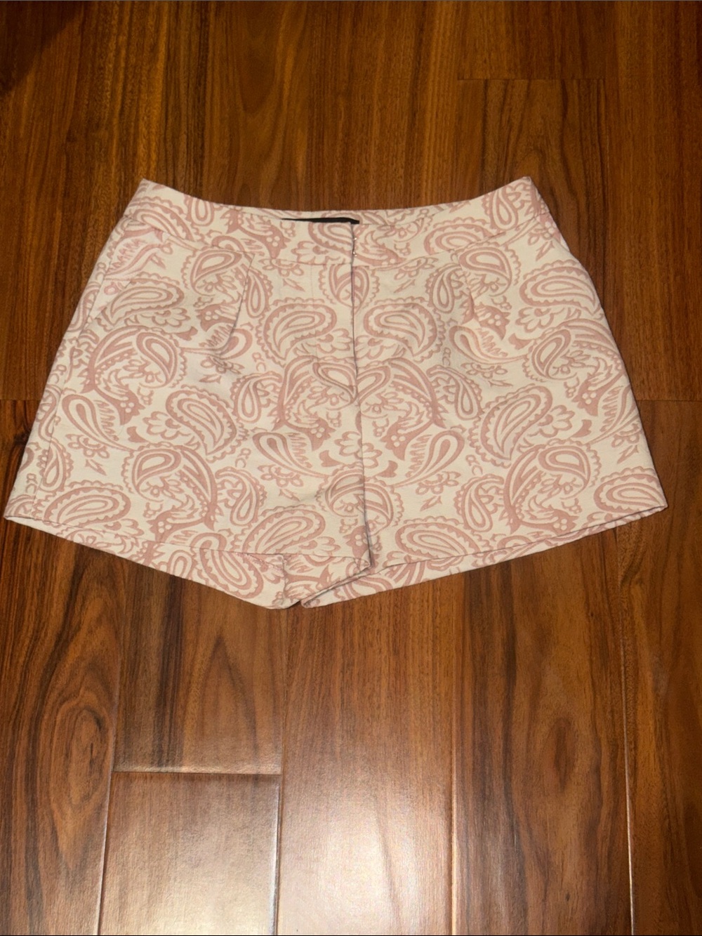 Victoria Beckham Cream and Pink Paisley High-Rise Shorts